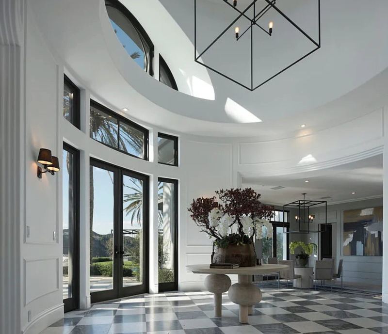 Two-story foyer with chandelier