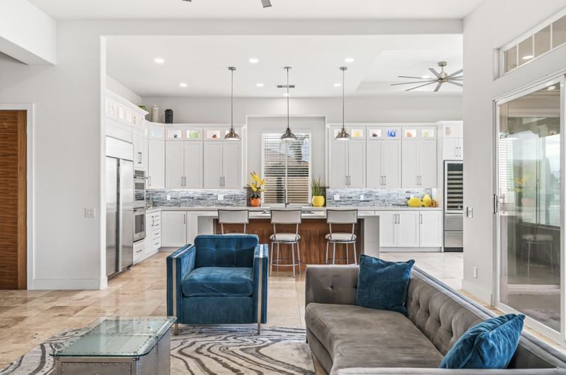 Kitchen and family room