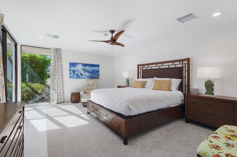 Primary bedroom with garden light